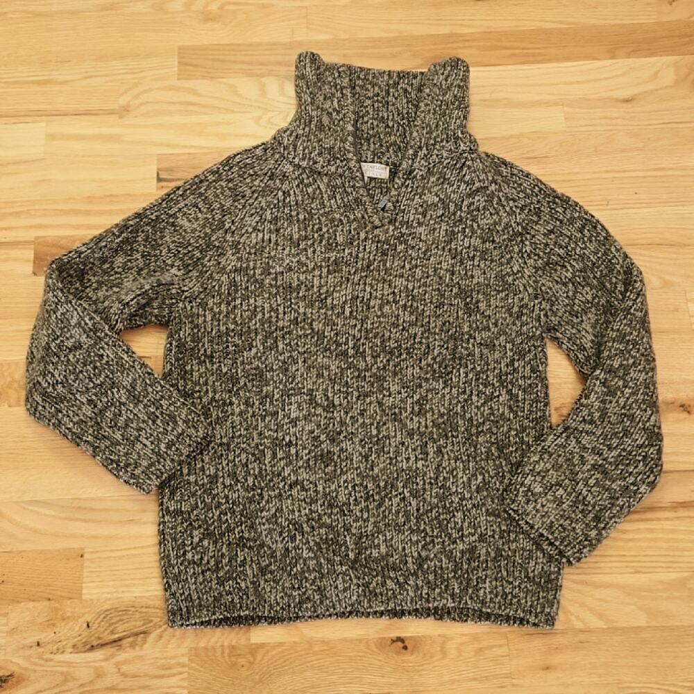 Carolyn Taylor Essentials women's chunky, marled gray turtleneck quarter-zip